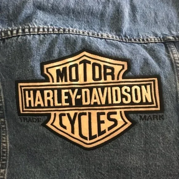 Vintage 90s Authentic Harley Davidson Denim Vest L​​​​​​​​ - Picture 3 of 8